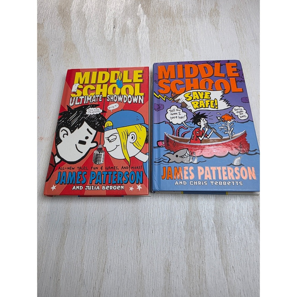 James Patterson Middle School 2 Book Lot Ultimate Showdown Save Rafe Hardcover